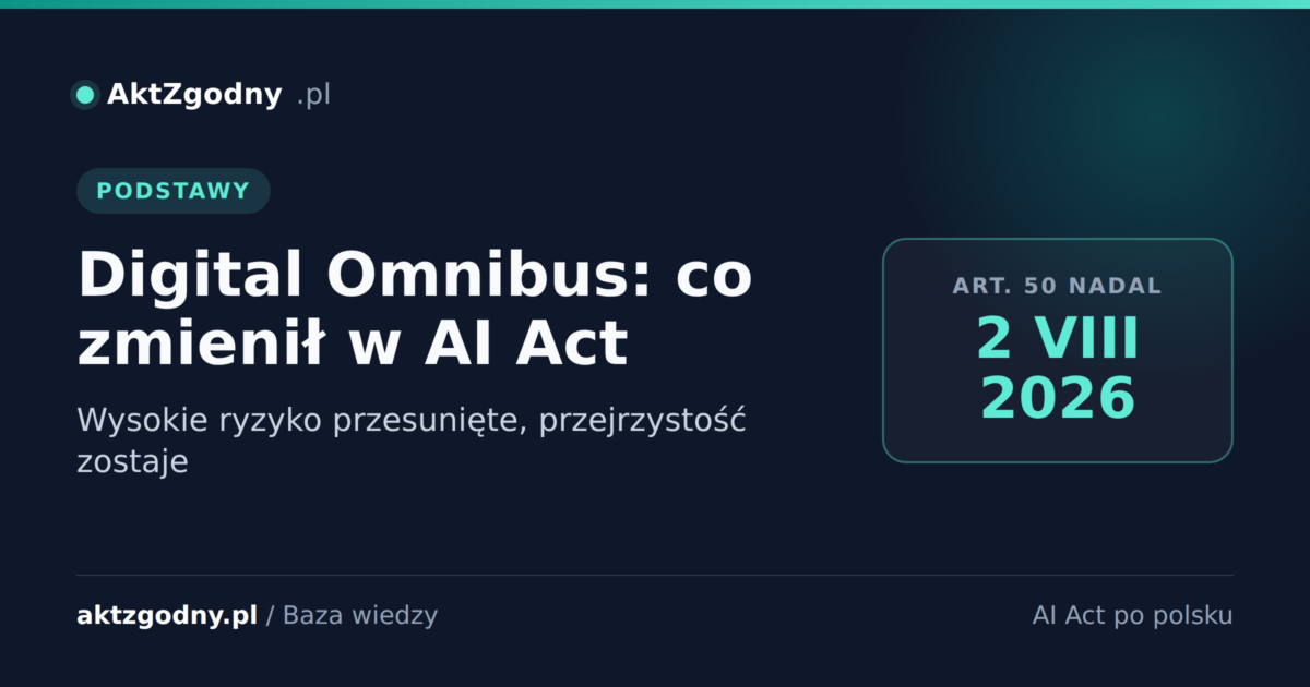 Digital Omnibus: jak zmienił terminy AI Act (i czego nie ruszył)