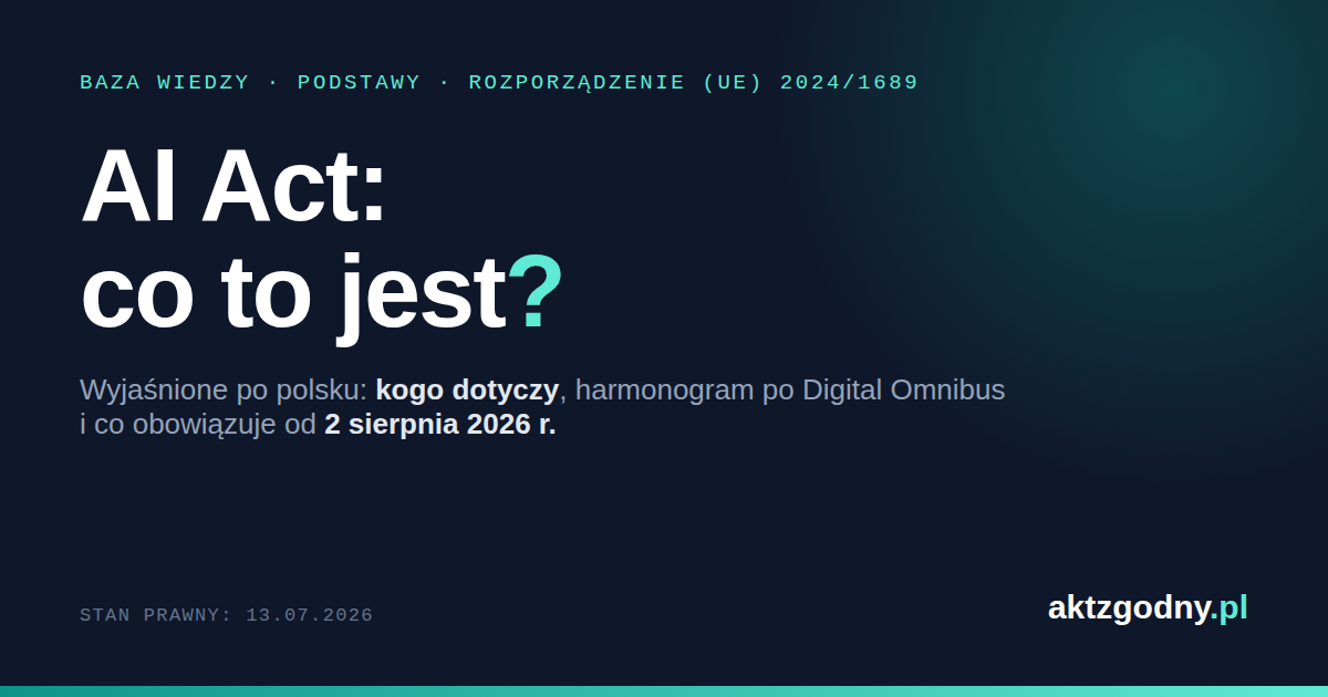 AI Act: co to jest? Rozporządzenie 2024/1689 wyjaśnione po polsku